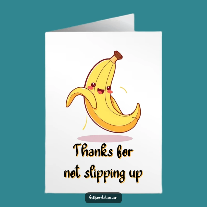 Free Printable Thank You Card: Banana Peel Mishap Funny Downloadable Gift