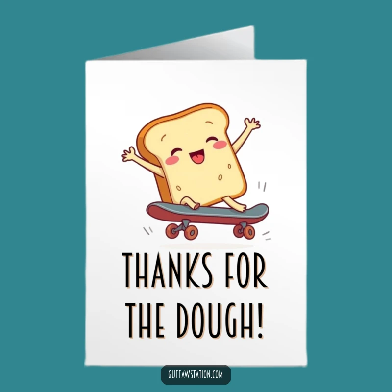 Free Printable Thank You Card: Falling Bread Skater - Humorous Downloadable Gift of Gratitude