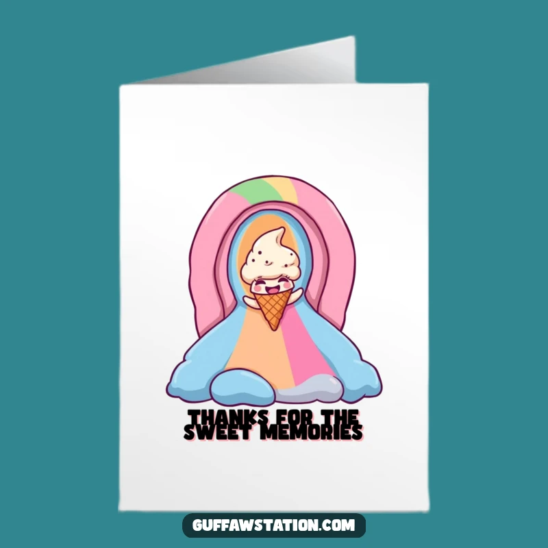 Free Printable Thank You Card: Giggling Ice Cream Cone Rainbow Slide!