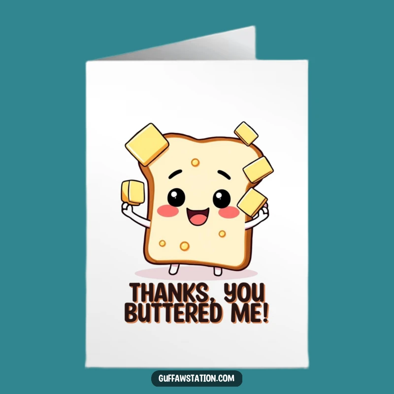 Free Printable Thank You Card: Toast Thanks with Butter Humor Downloadable Gift