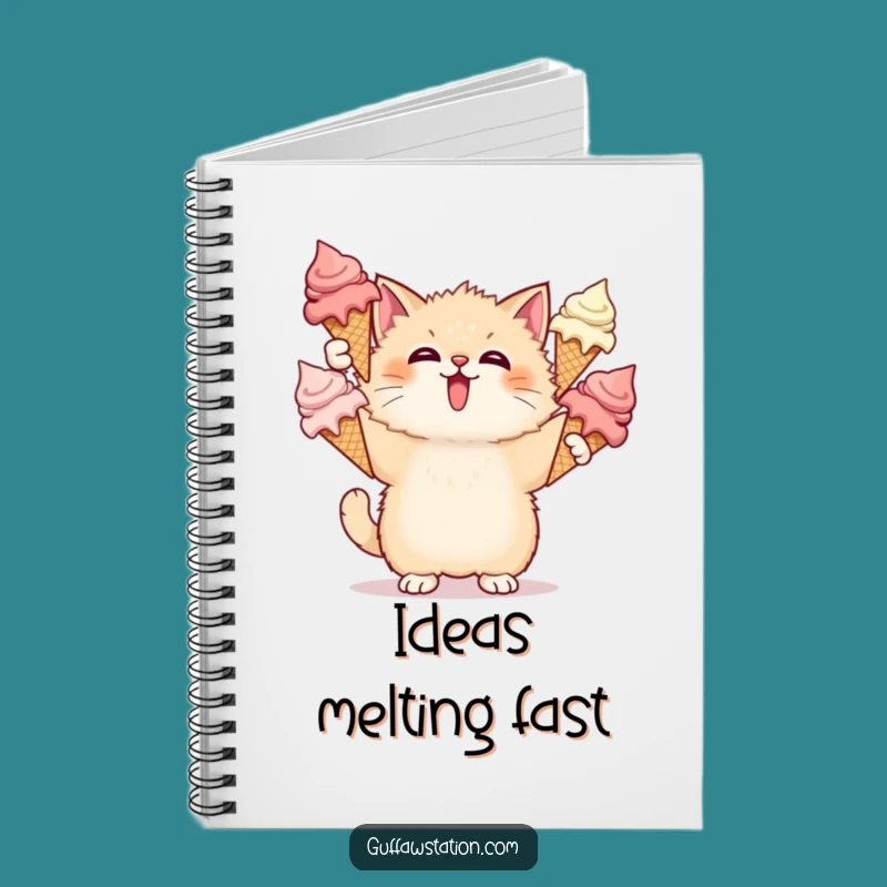 Funny Cat Juggling Ice Cream Notebook: Jot Down Ideas with Sweetness, Useful Funny Gift
