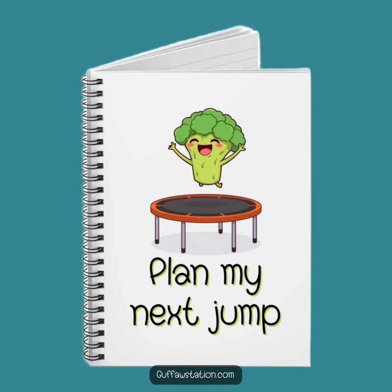 Funny Fitness Notebook: Broccoli Character Trampoline Jump, Perfect Funny Gift for Athletes