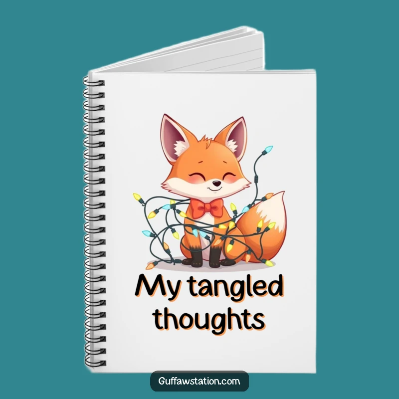 Funny Fox Bowtie Lights Tangle Journal - Hilarious Holiday Notes Book