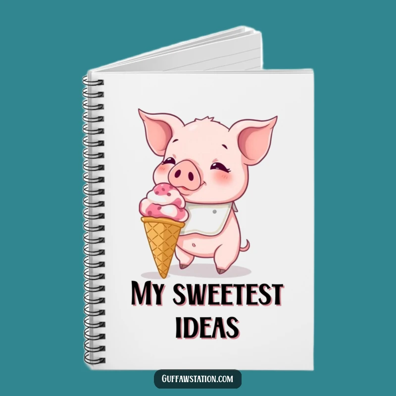 Funny Piglet Ice Cream Notebook: Jot Down Sweet Ideas with Hilarious Notes