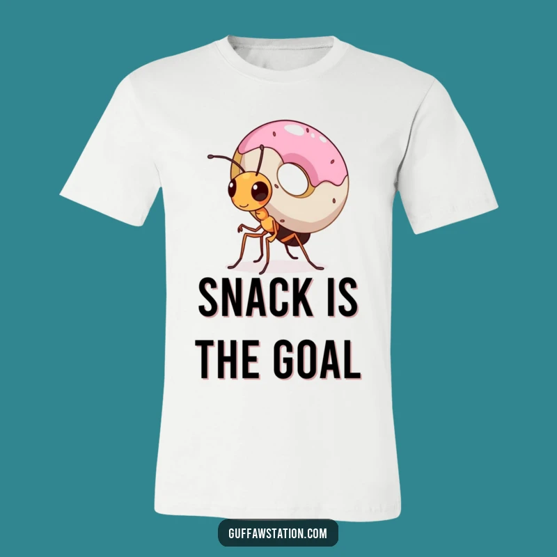 Funny Ant Donut Carrier T-Shirt - Determined Tiny Warrior Tee