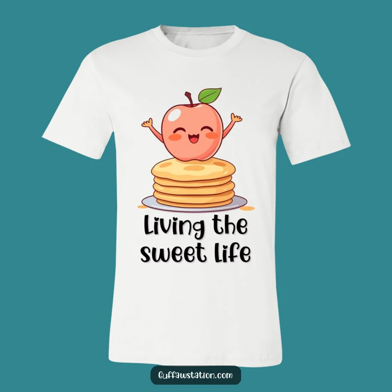 Funny Blushing Apple T-Shirt - Pancake Perilously Poised, Hilarious Foodie Funny Gift Tee