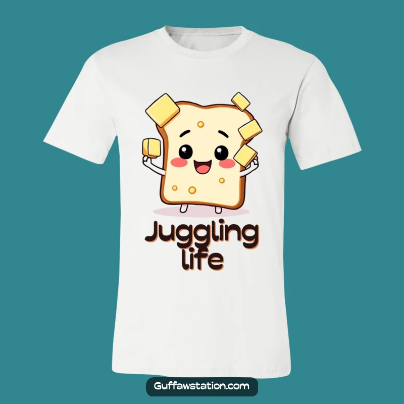 Funny Juggling Toast Butter T-Shirt - Breakfast Humor Tee Gift
