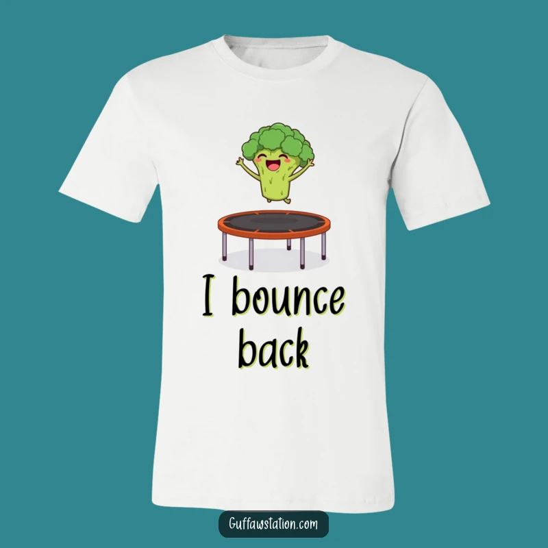Funny Broccoli Tee: Giggling Veggie Trampoline Jump, Great Funny Gift for Health Nuts