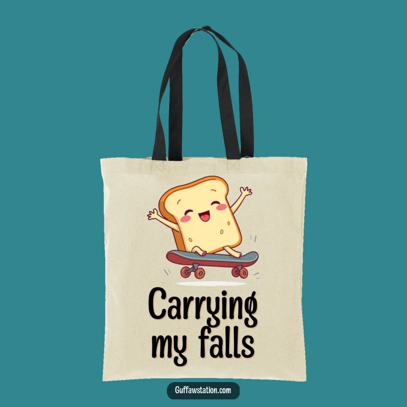 Funny Bread Skateboard Carry-All Tote, Humorous Cartoon Bag, Practical Funny Gift