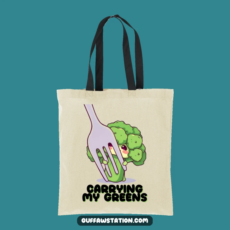 Funny Broccoli Tote Bag: Shy Floret Peek Carry-All