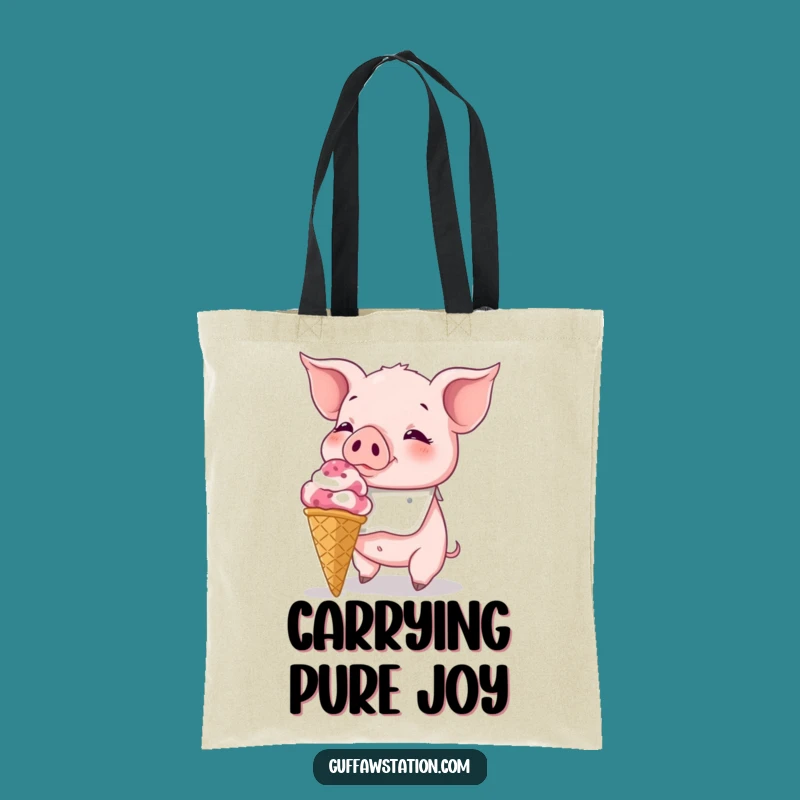 Funny Piglet Ice Cream Tote Bag: Carry Your Treats with Hilarious Sweet Style