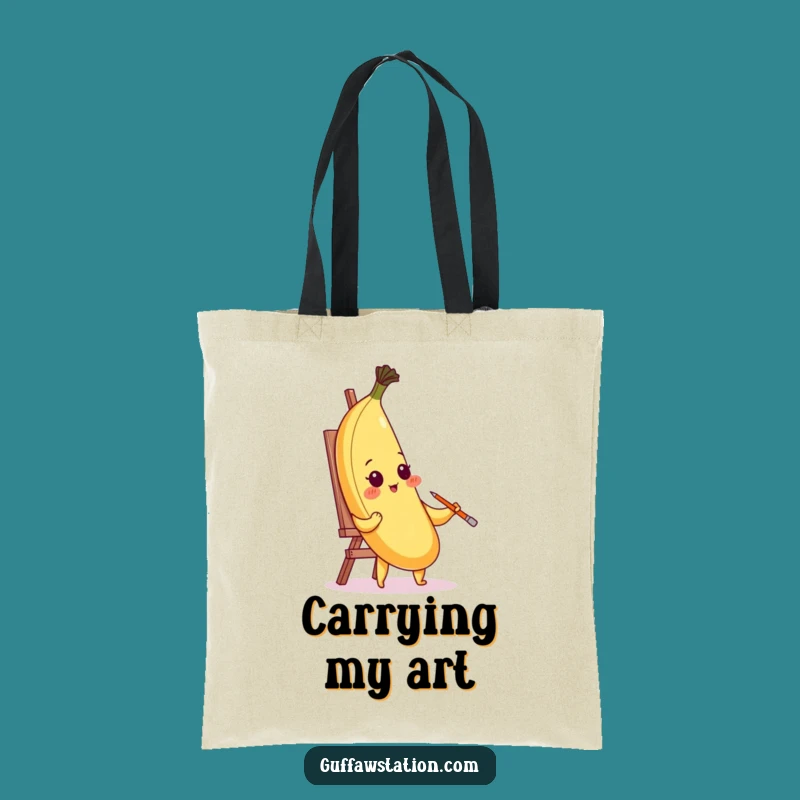 Funny Blushing Banana Tote Bag: Carry Your Art Supplies with Humorous Style