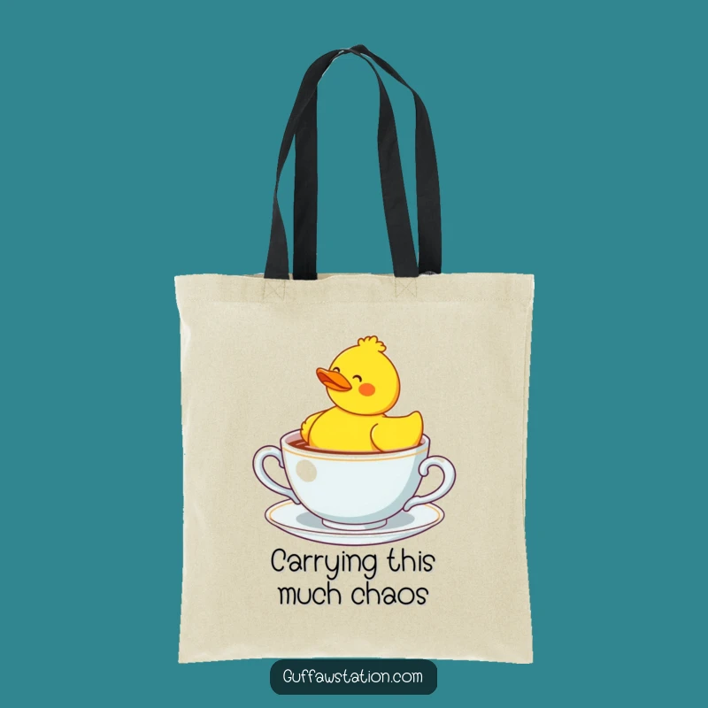 Funny Confused Duck Teacup Tote Bag - Stylish & Humorous Carry-All!