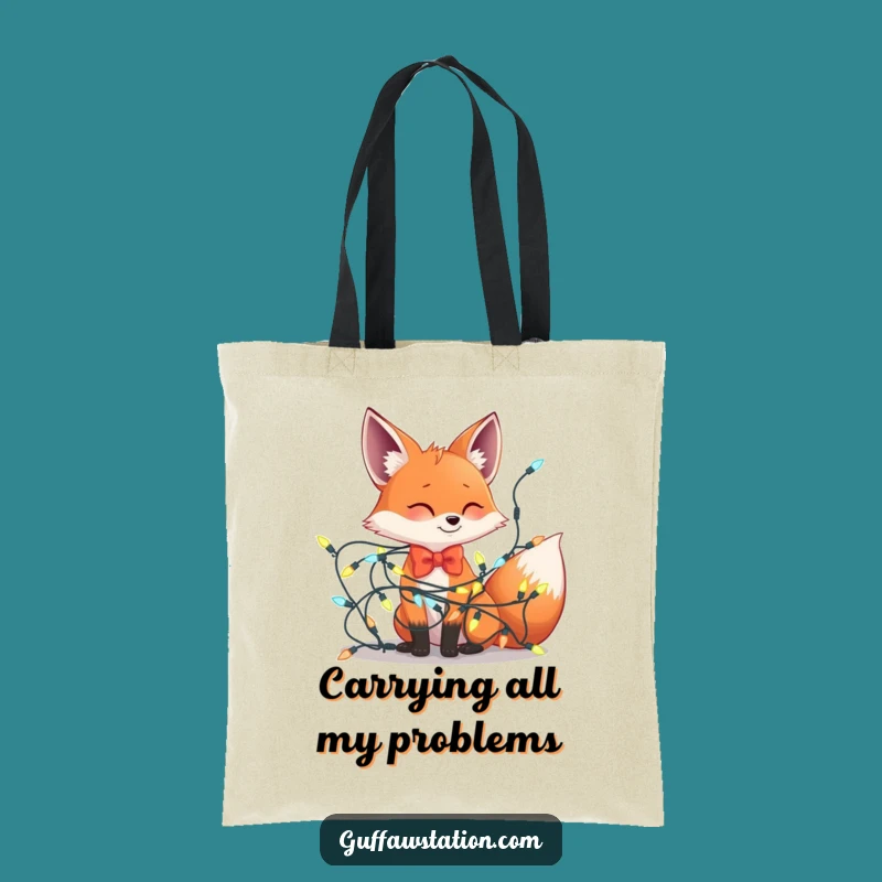 Funny Fox Bowtie Lights Tangle Tote Bag - Carry Your Holiday Fun