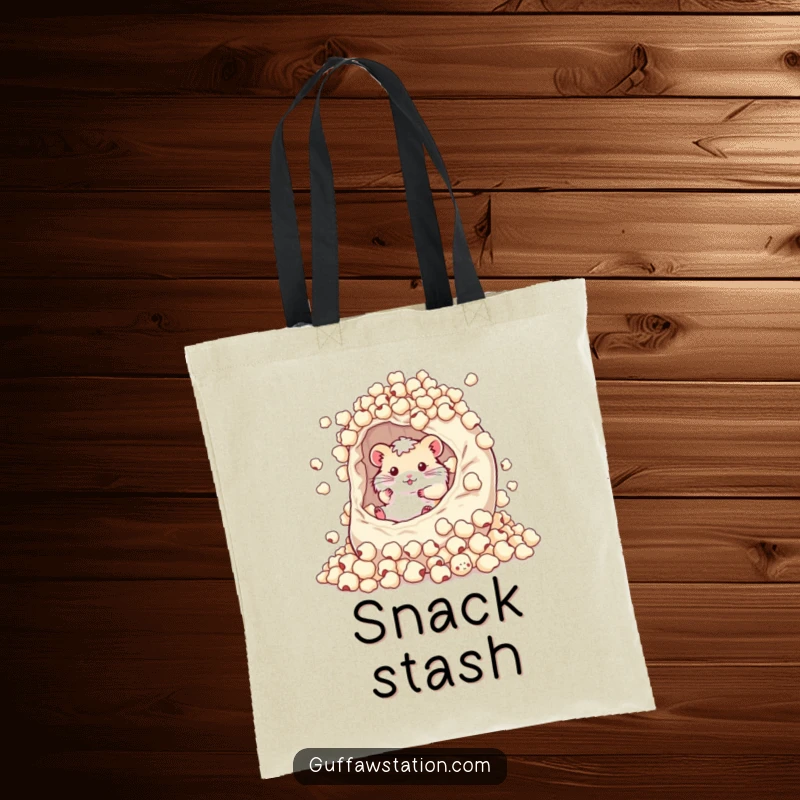 A cheerful hamster rolling in a massive overflowing cereal bowl, featured on a stylish and funny tote bag.