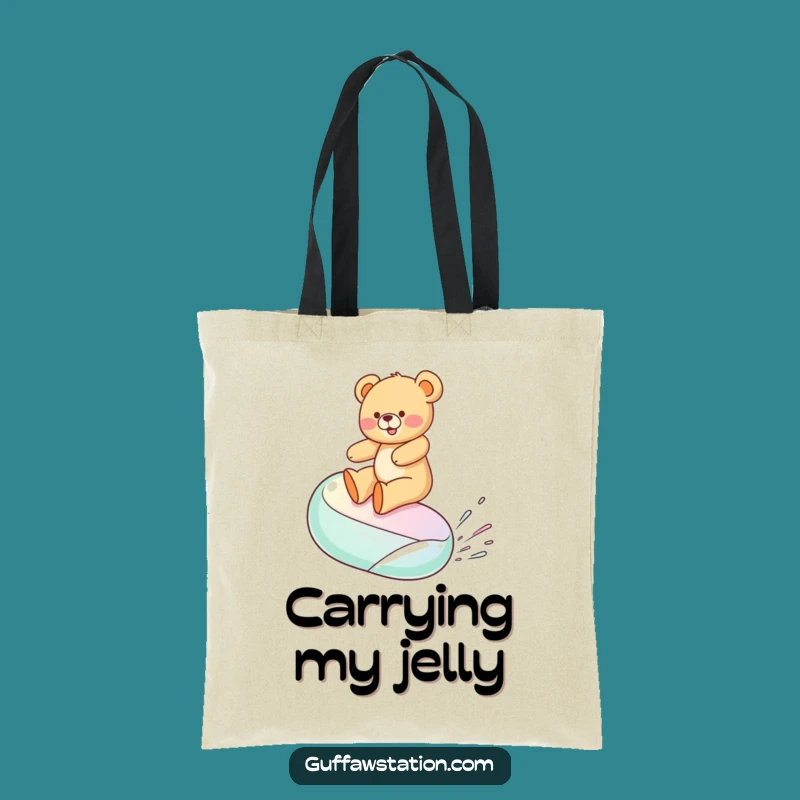 Funny Jelly Bean Surfing Teddy Bear Tote Bag - Durable Cartoon Bag & Funny Gift