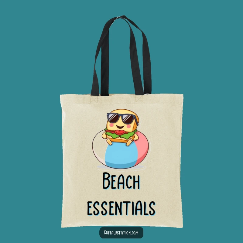 Funny Sandwich Beach Tote Bag, Cartoon Vacation Accessory, Practical Funny Gift