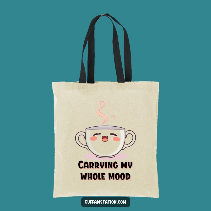 Funny Sleepy Teacup Tote Bag: Carry Your Cozy Morning Vibes